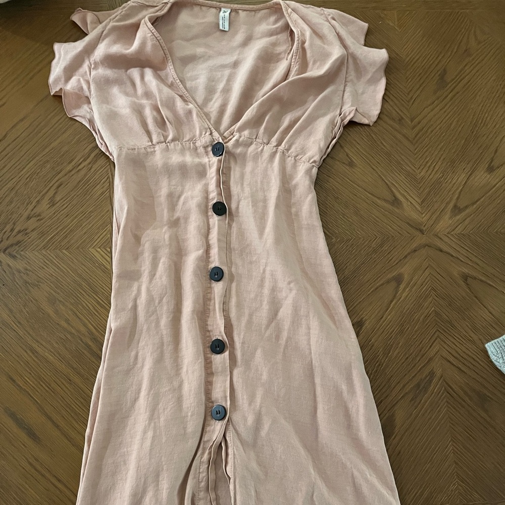 Zara deep v button down dress